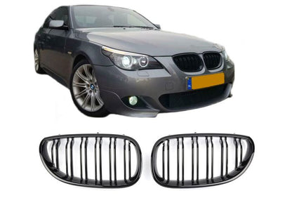 ✨GLOSS BLACK DOUBLE BRIDGE DOOR GRILLE FOR BMW 5 SERIES E60 E61✨