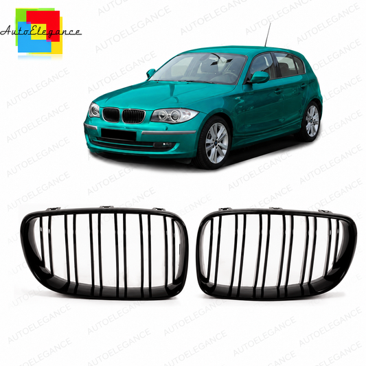👉Griglia Anteriore Lucida Nero Doppia Linea per BMW Serie 1 E81-E88 07-12👈
