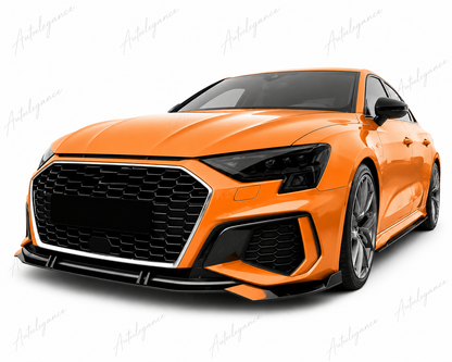 🔥ART.9908 SPLITTER ANTERIORE PER AUDI A3 S3 S LINE 8Y LABBRO NERO LUCIDO 20+🔥