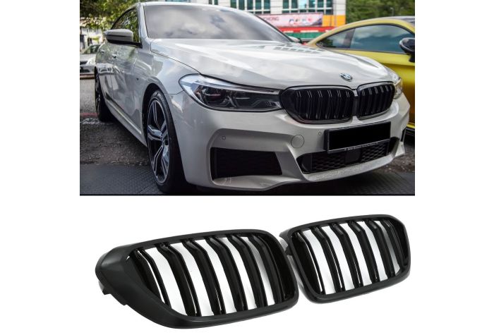 ✨GRIGLIA SPORT GRILL DOPPIA STAFFA NERO LUCIDO PER BMW SERIE 6 G32✨