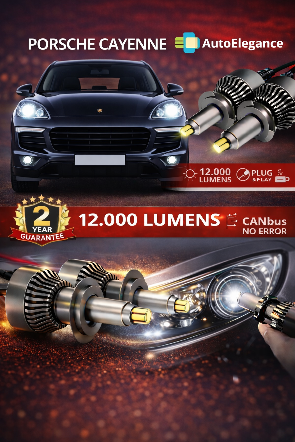 KIT LED per Porsche CAYENNE ANABAGLIANTI H7 CANBUS Bianco 6500K 360 gradi