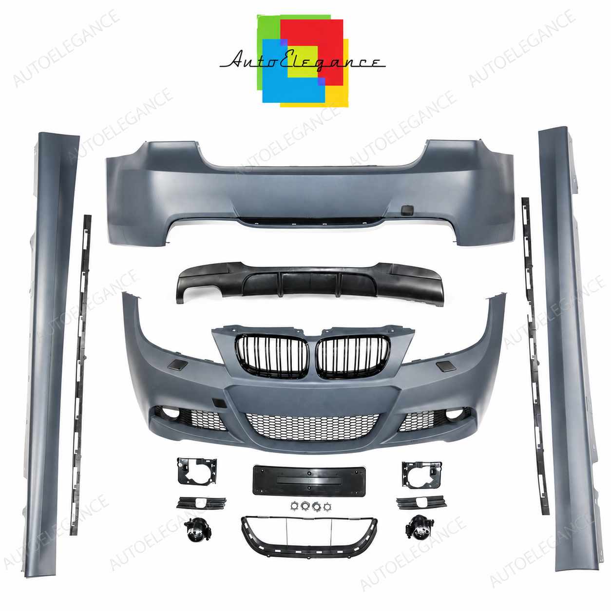 👉KIT CARROZZERIA PARAURTI ANTERIORE E POSTERIORE - BMW SERIE 3 E90 LCI 08-11👈