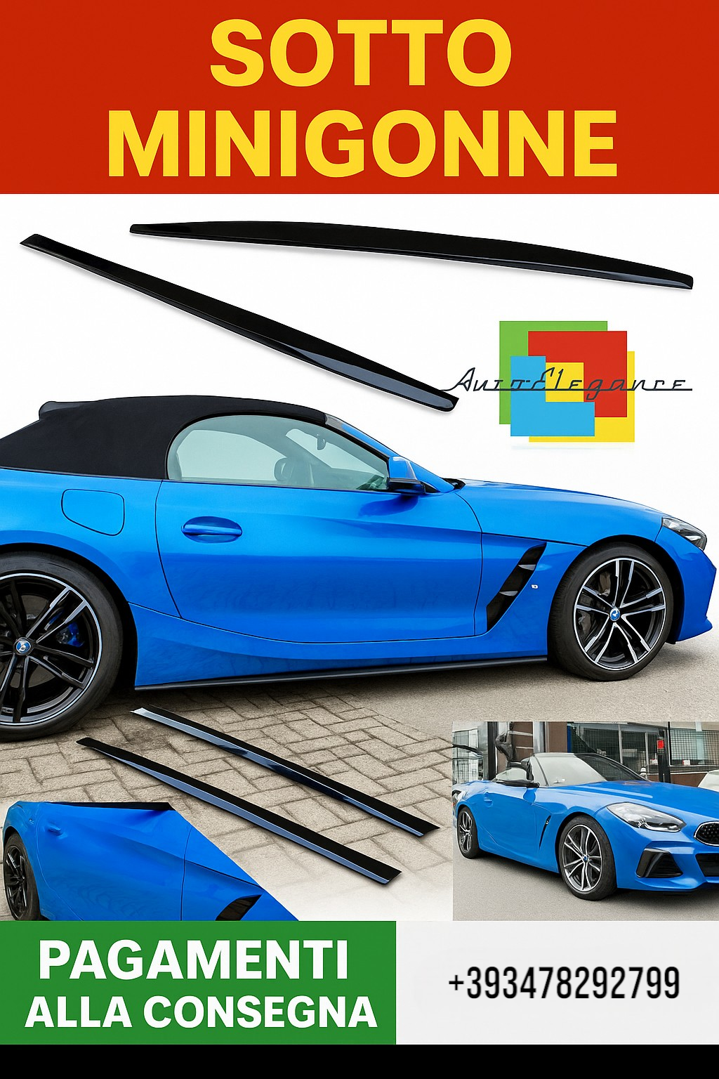 🔥1810 SOTTO MINIGONNE ADATTO PER BMW Z4 G29 2018+ LOOK M NERO LUCIDO🔥