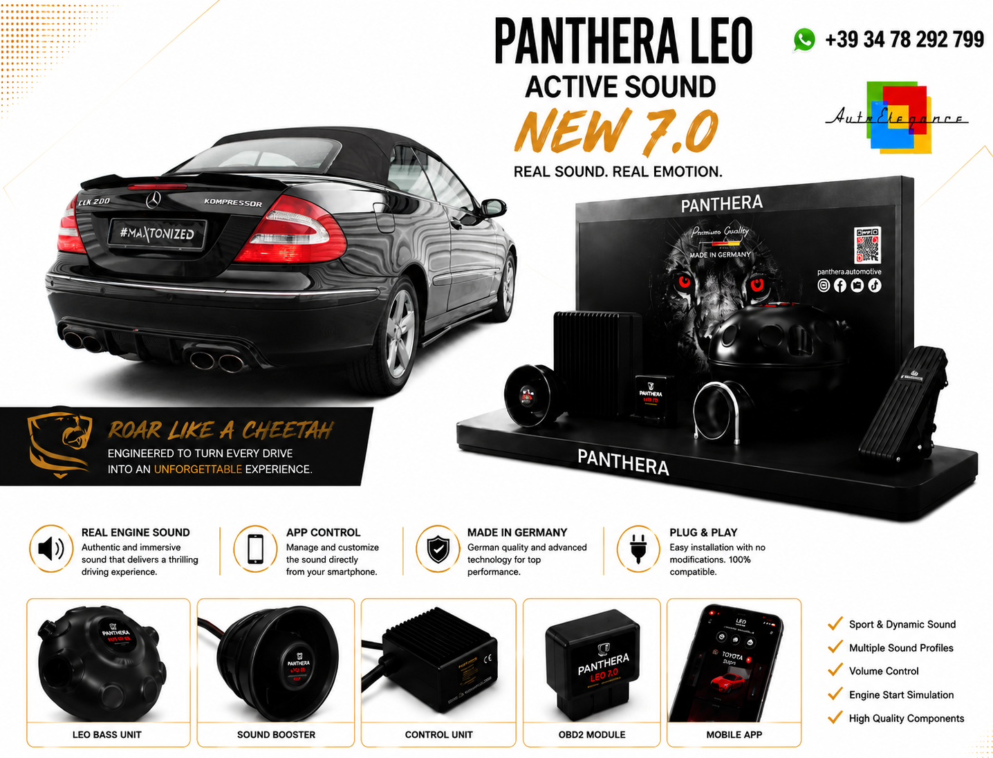 💕ART.2672 PANTHERA Soundsystem Booster 7.0-Mercedes-Benz CLK W209💕