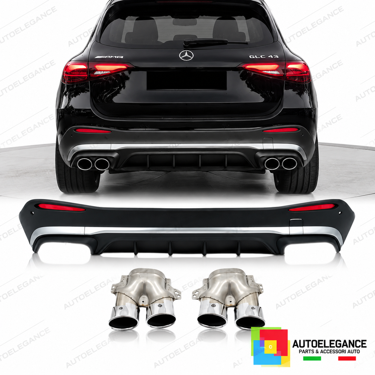 DIFFUSORE MERCEDES GLC X254 23- LOOK AMG GLC43 NERO ARGENTO