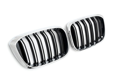 ✨BLACK CHROME DOUBLE STRIPE GRILLE SUITABLE FOR BMW X3 X4 G01 G02✨