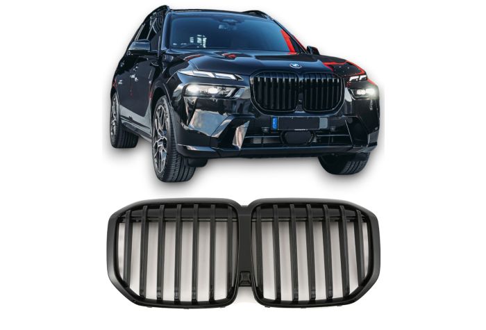 ✨GRIGLIA DOPPIA STAFFA NERA LUCIDA ADATTO PER BMW X7 G07 LCI ✨