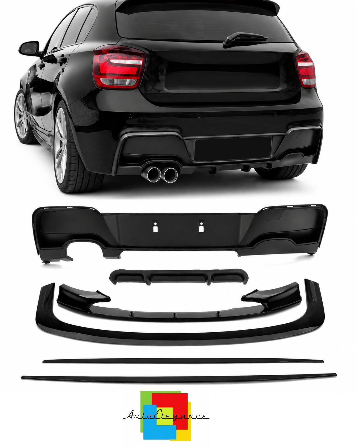 💕 BODTYKIT  BMW SERIE 1 F20 F21 PRE-LCI M-SPORT NERO  LUCIDO 2011-2015💕