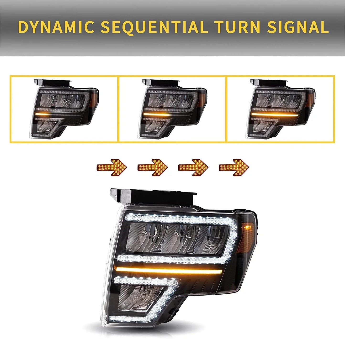 LED Headlights and Taillights Fit for Ford F150 2009-2014 