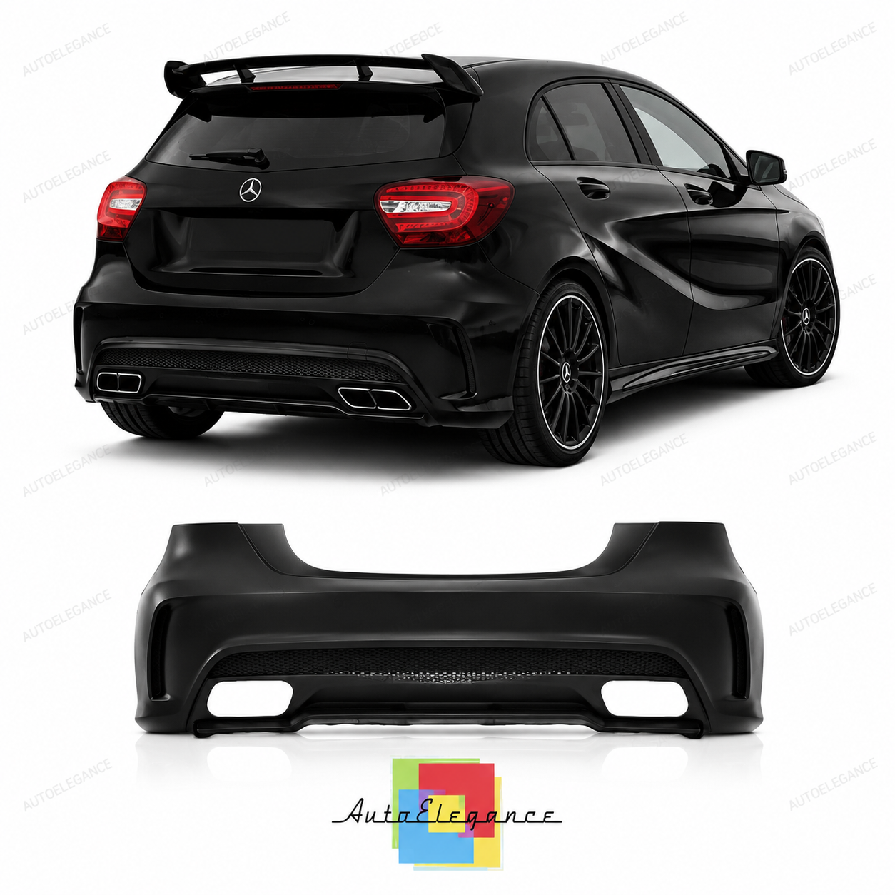 💕PARAURTI POSTERIORE MERCEDES CLASSE A W176 12-15 LOOK AMG A45💕