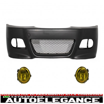 paraurti anteriore con fendinebbia gialli adatto per bmw serie 3 coupé cabrio berlina station wagon e46 (1998-2004) design m3