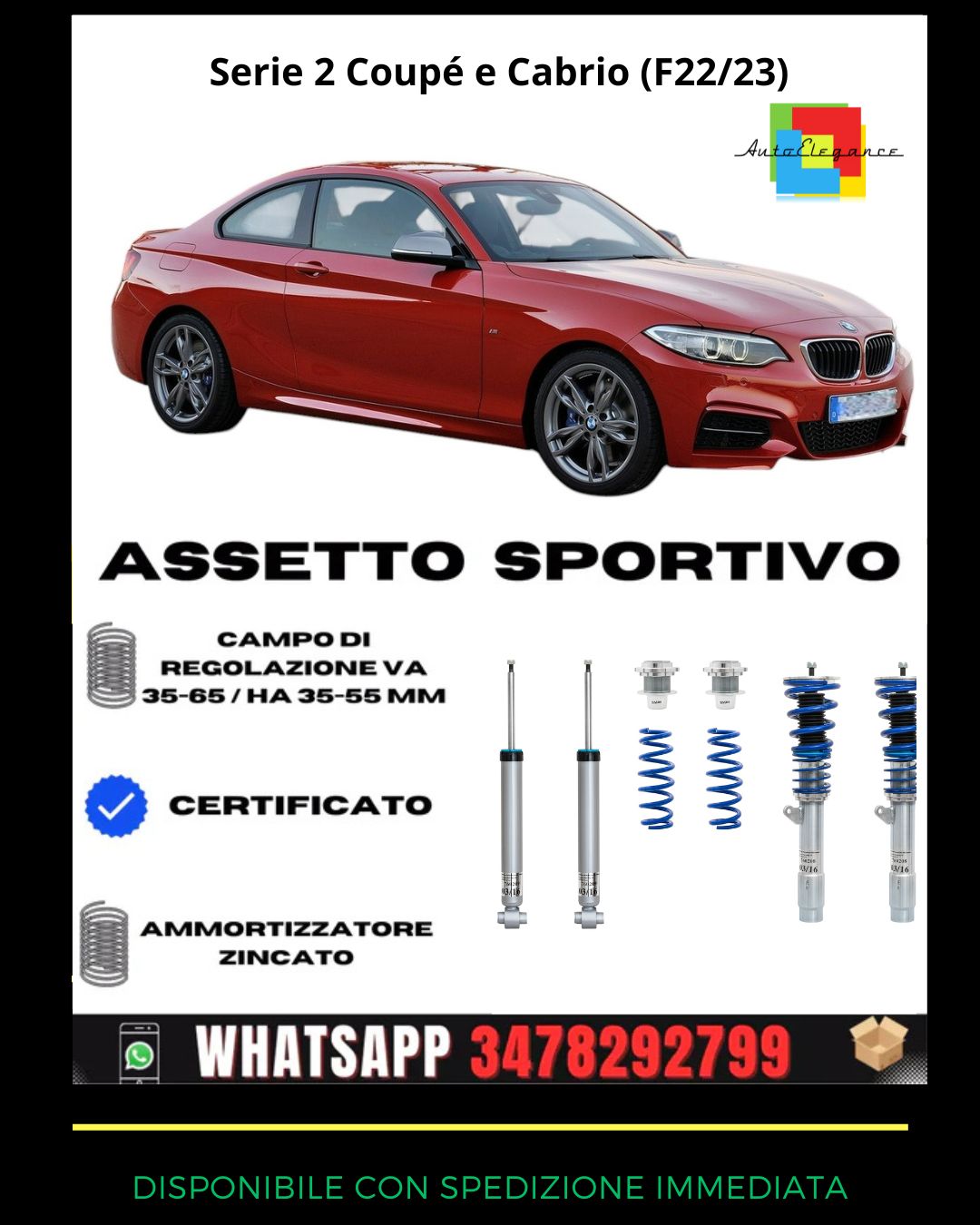 🔥Assetto sportivo ADATTO PER Serie 2 Coupé e Cabrio (F22/23) 2015-2019🔥