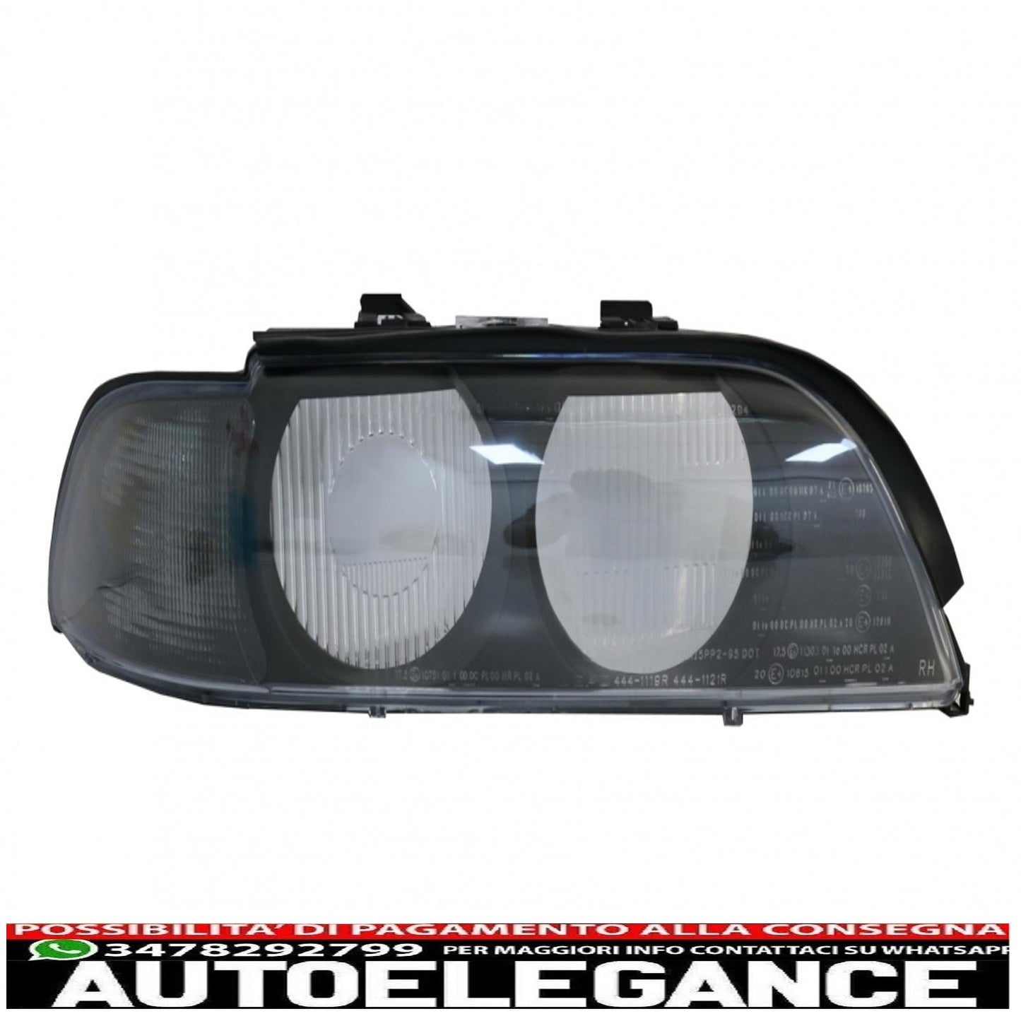 right side headlight lens smoke grey suitable for bmw 5 series e39 (1995-2000) 