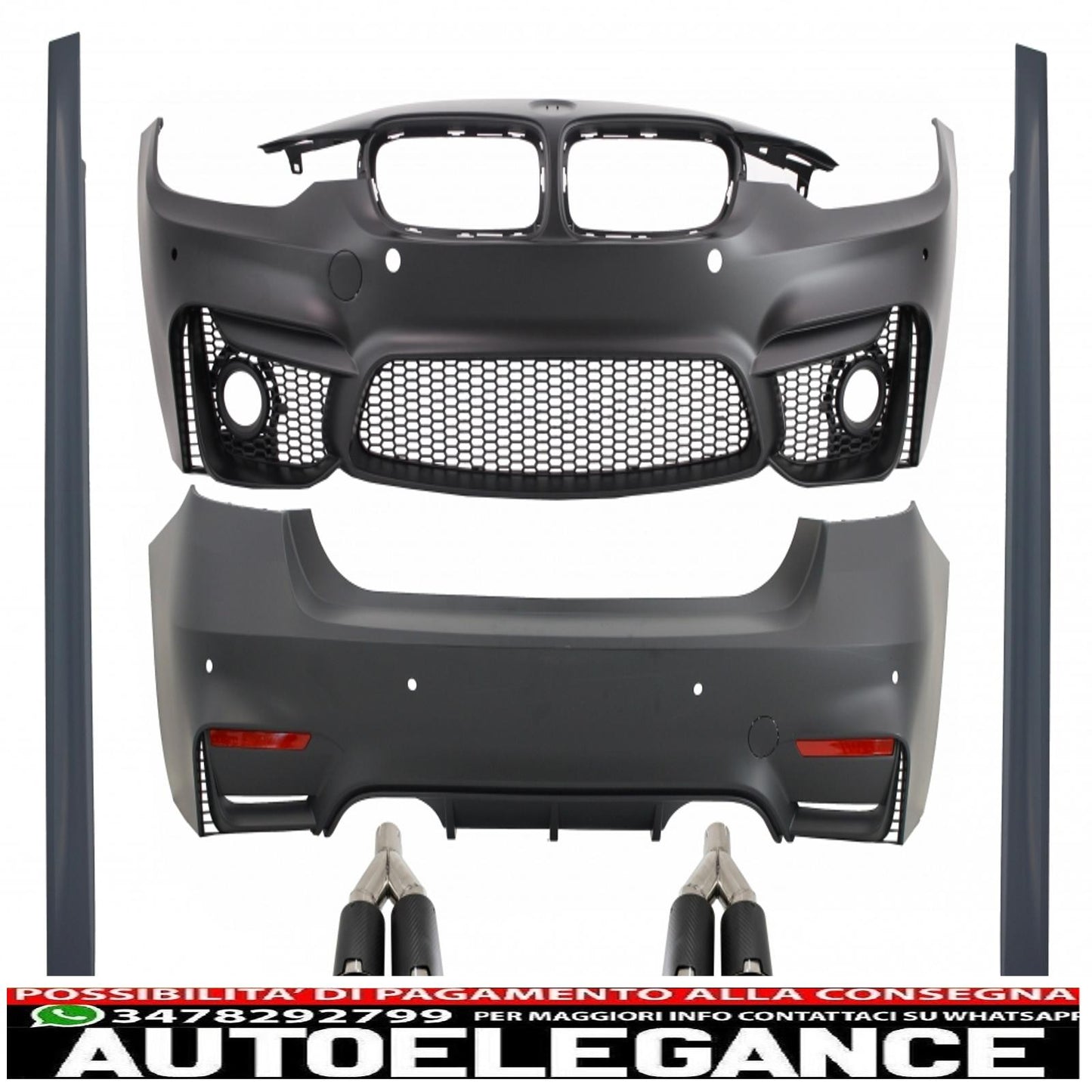 body kit suitable for bmw f30 (2011-2019) evo ii m3 cs design with double carbon exhaust tips 