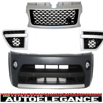 Gruppo paraurti anteriore e griglie anteriori color argento, adatto per Land Range Rover Sport L320 Facelift (2009-2013), design autobiografia