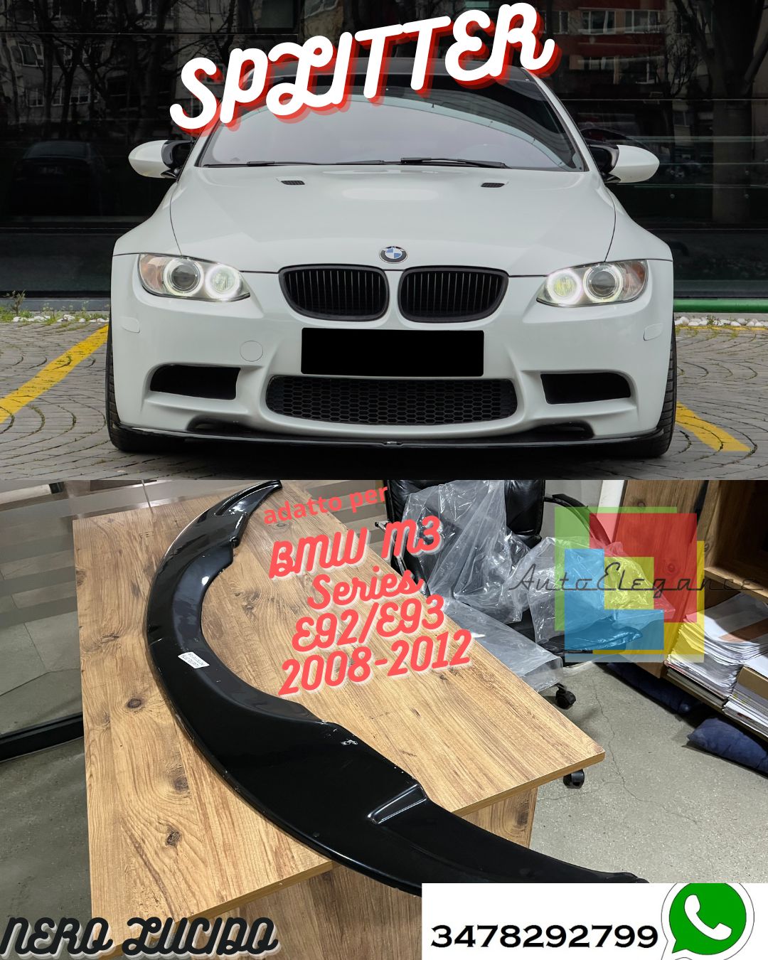 Front Splitter BMW M3 Series E92/E93 Prefacelift (Coupe&amp;Cabrio) 2008-2012 With ABE TÜV 