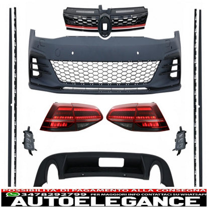 body kit suitable for vw golf 7.5 vii restyling (2017-up) gti design with led rear lights dynamic sequential cornering lights dark cherry red