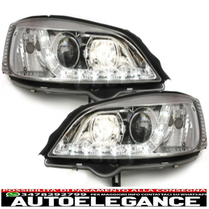 dayline headlights suitable for opel astra g (09.1997-02.2004) chrome drl 
