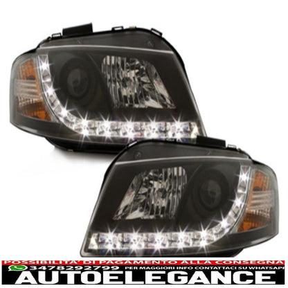 fari led drl luce diurna adatti per audi a3 8p (05.2003-03.2008) neri