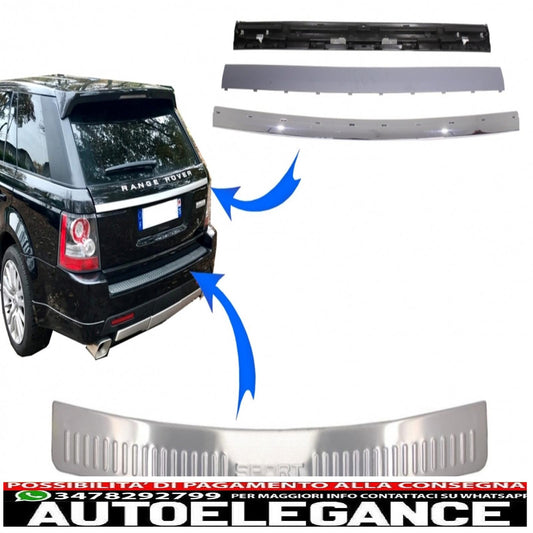 kit protezione paraurti posteriore pedana e portellone bagagliaio adatto per range rover sport l320 (2005-2011) look autobiografia cromato