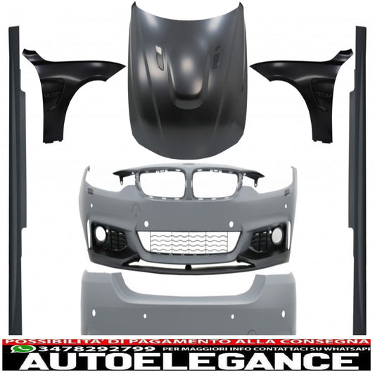 kit carrozzeria completo adatto per bmw serie 4 f32 f33 (2013-02.2017) design m-performance con parafanghi anteriori neri e cofano motore