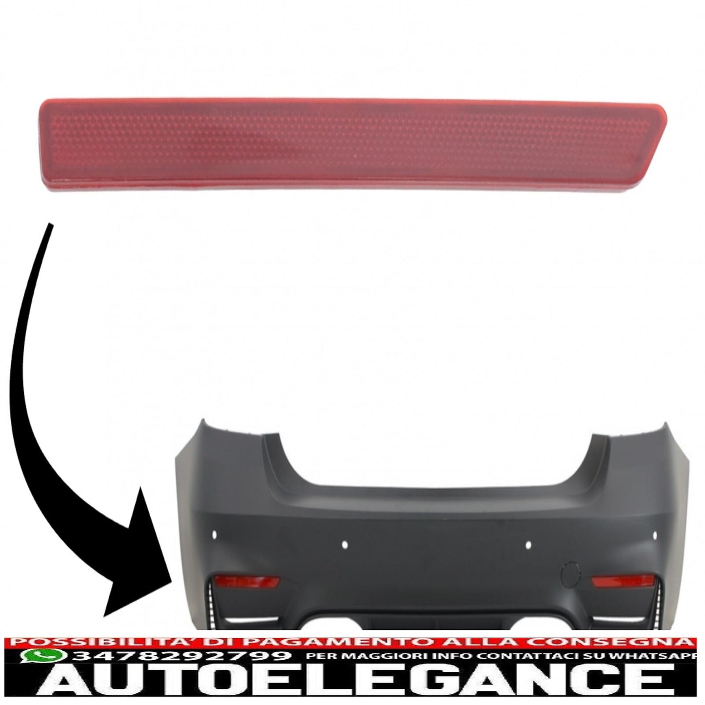 catadiottro rosso adatto a bmw serie 3 f30 (2011-2019) solo evo design paraurti posteriore lato sinistro AUTOELEGANCERICAMBI