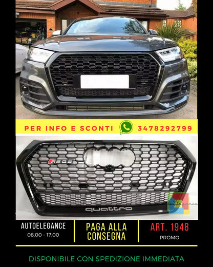 ⭐1948 GRIGLIA PER AUDI Q5 FY 2017-2020 LOOK RSQ5 QUATTRO NERO LUCIDO⭐