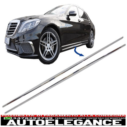 Chrome parts side skirt moldings suitable for mercedes s class w222 (2013-2020) s65 s63 design 