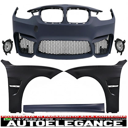 kit carrozzeria adatto per paraurti BMW Serie 3 F30 F31 (2011-up) con parafanghi anteriori e minigonne laterali design M3