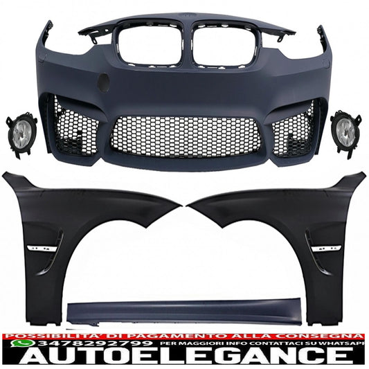 kit carrozzeria adatto per paraurti BMW Serie 3 F30 F31 (2011-up) con parafanghi anteriori e minigonne laterali design M3