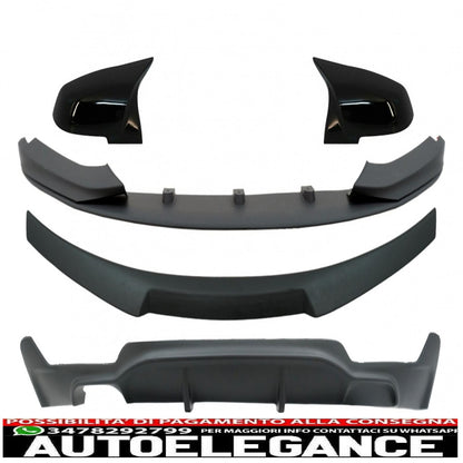 pacchetto di conversione al labbro del paraurti dal design M Performance con spoiler per il bagagliaio e coperture degli specchietti adatto per BMW Serie 4 Coupé F32 (2013-2019) doppio diffusore d'aria