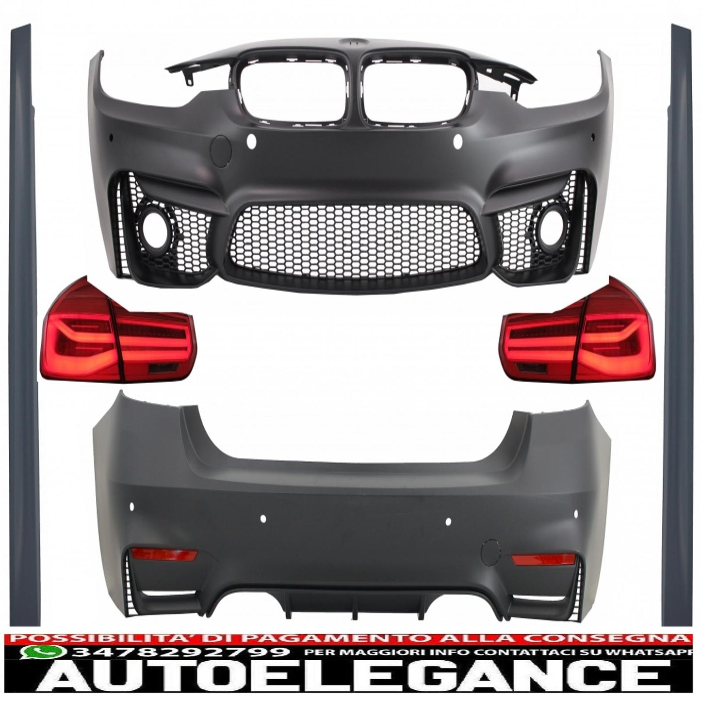 body kit suitable for bmw 3 series f30 (2011-2019) with led rear lights dynamic sequential cornering light evo ii m3 cs design