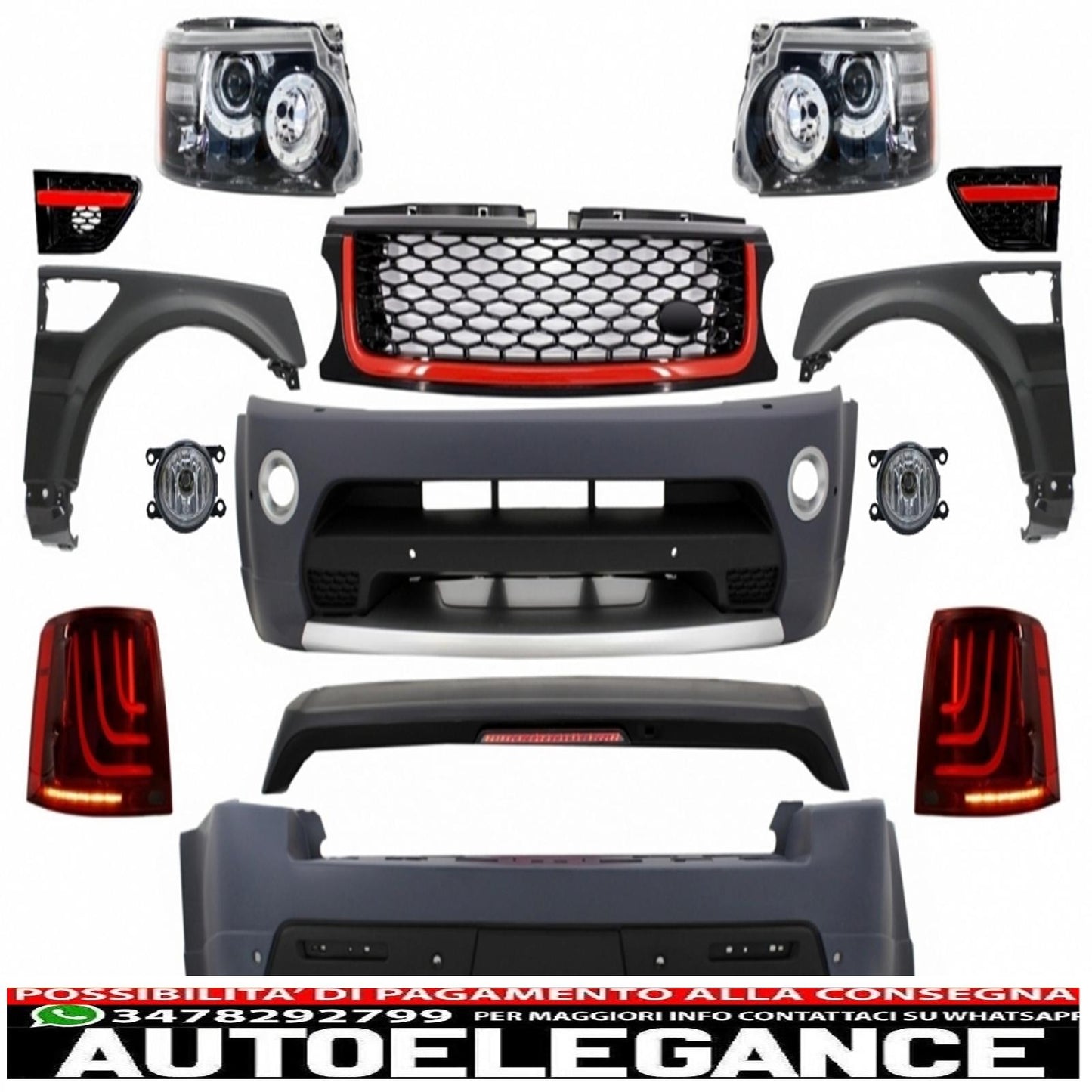 complete body kit suitable for land rover sport l320 facelift (2009-2013) glohh autobiography design gl-3 dynamic led rear lights 