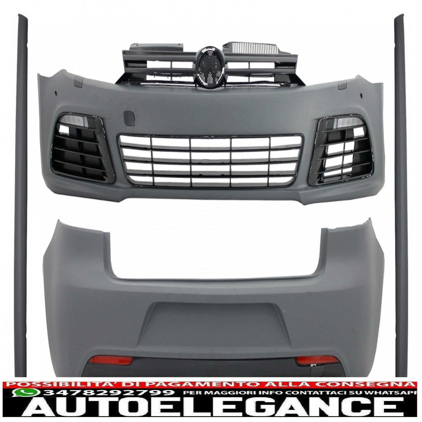 kit carrozzeria adatto per vw golf vi 6 mk6 (2008-2013) design r20 con minigonne laterali