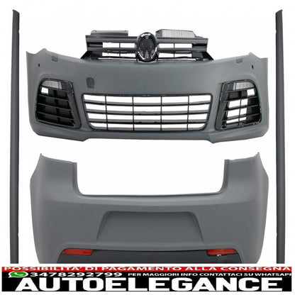 kit carrozzeria adatto per vw golf vi 6 mk6 (2008-2013) design r20 con minigonne laterali