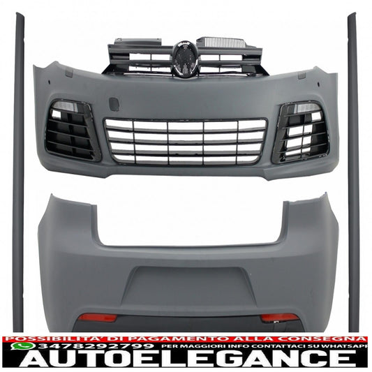 kit carrozzeria adatto per vw golf vi 6 mk6 (2008-2013) design r20 con minigonne laterali
