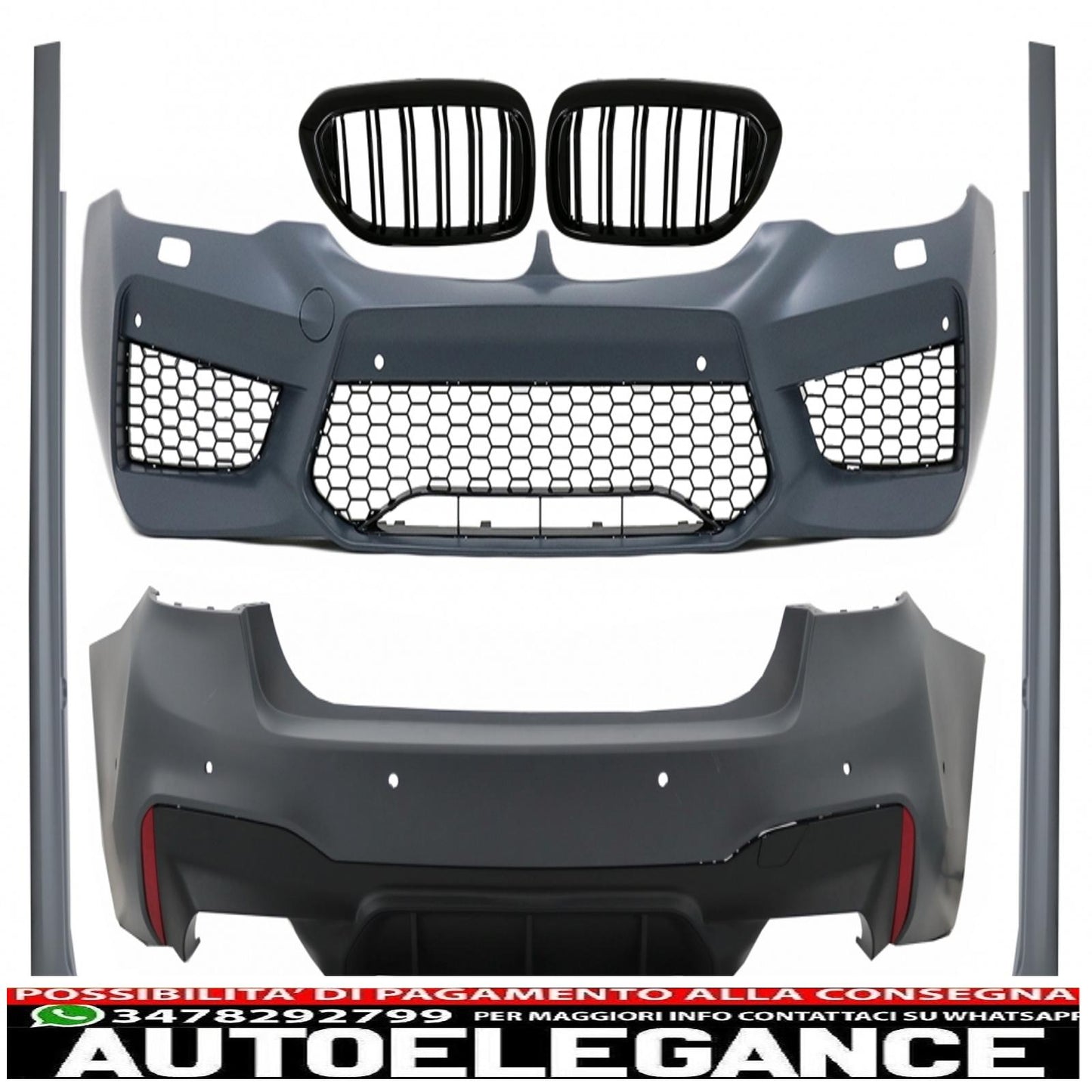 complete body kit suitable for bmw 5 series g30 (2017-2019) m5 design with central kidney grille double stripe m design piano black