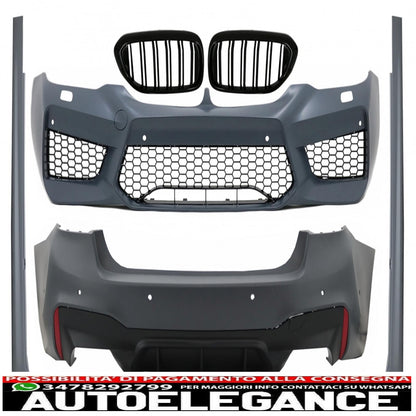 complete body kit suitable for bmw 5 series g30 (2017-2019) m5 design with central kidney grille double stripe m design piano black