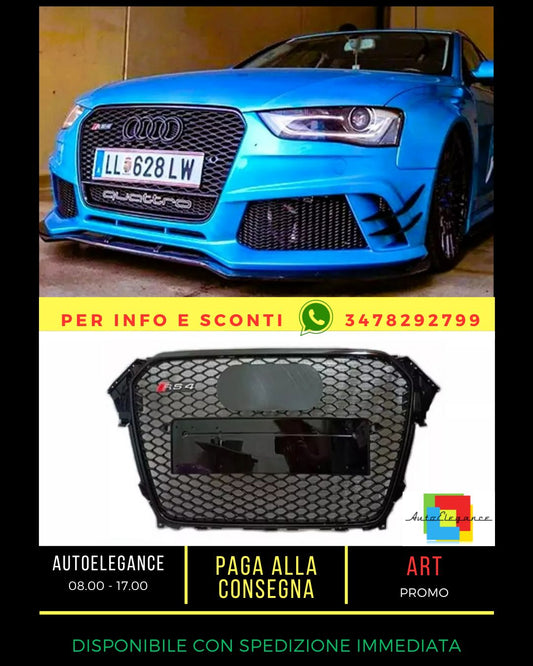 ✨Glossy Black Honeycomb Grille SUITABLE FOR Audi RS4 Style A4 S4 B8.5✨