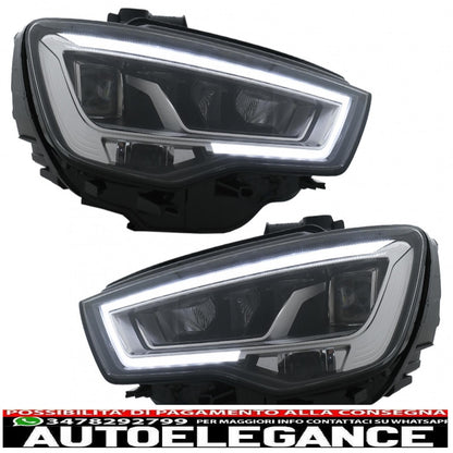 full led headlights suitable for audi a3 8v pre-facelift (2013-2016) upgrade for halogens with dynamic sequential cornering lights left 