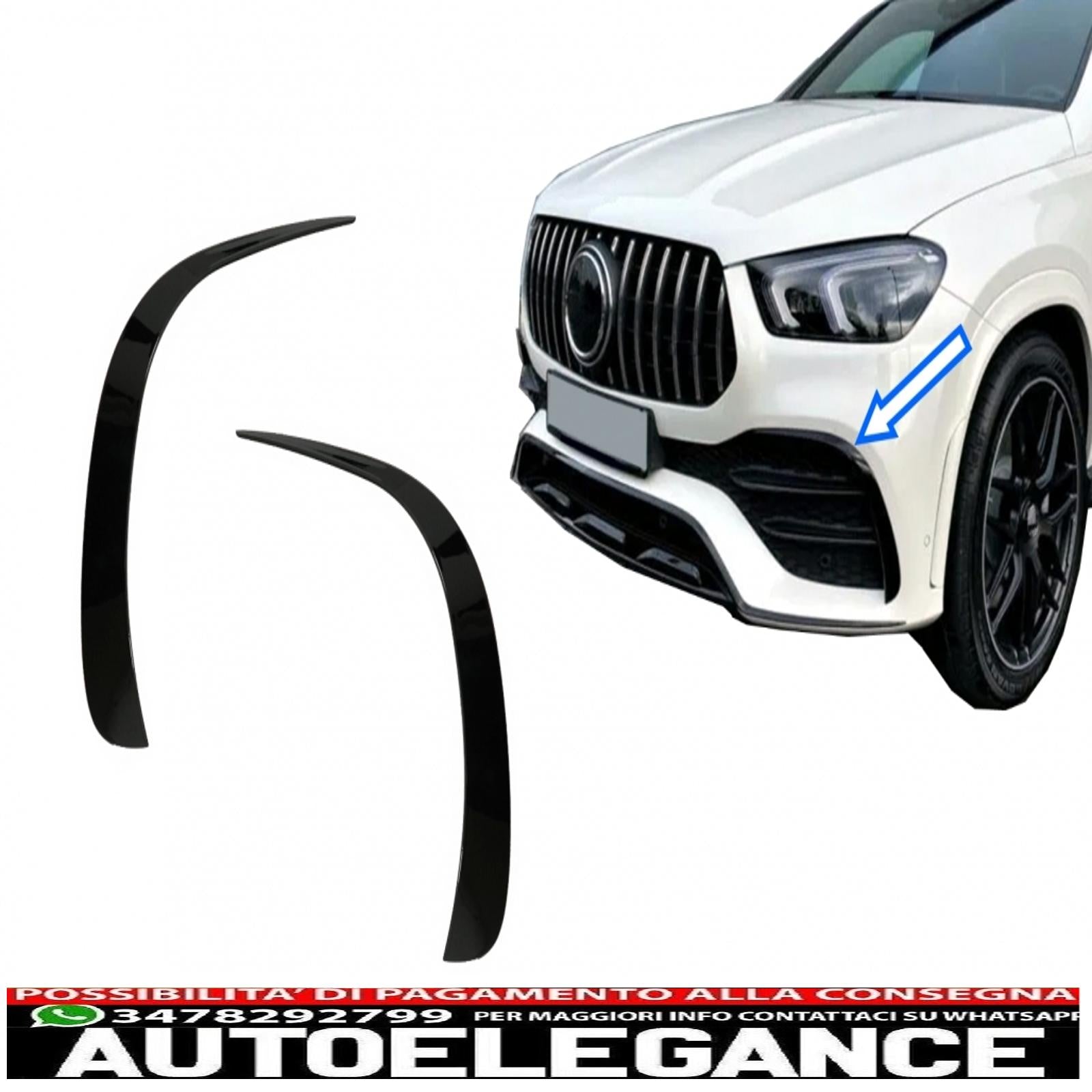 alette paraurti anteriore alette laterali flics adatto per mercedes gle w167 gle coupe c167 (2019-up) solo per paraurti amg sport line gle53 design nero pianoforte AUTOELEGANCERICAMBI