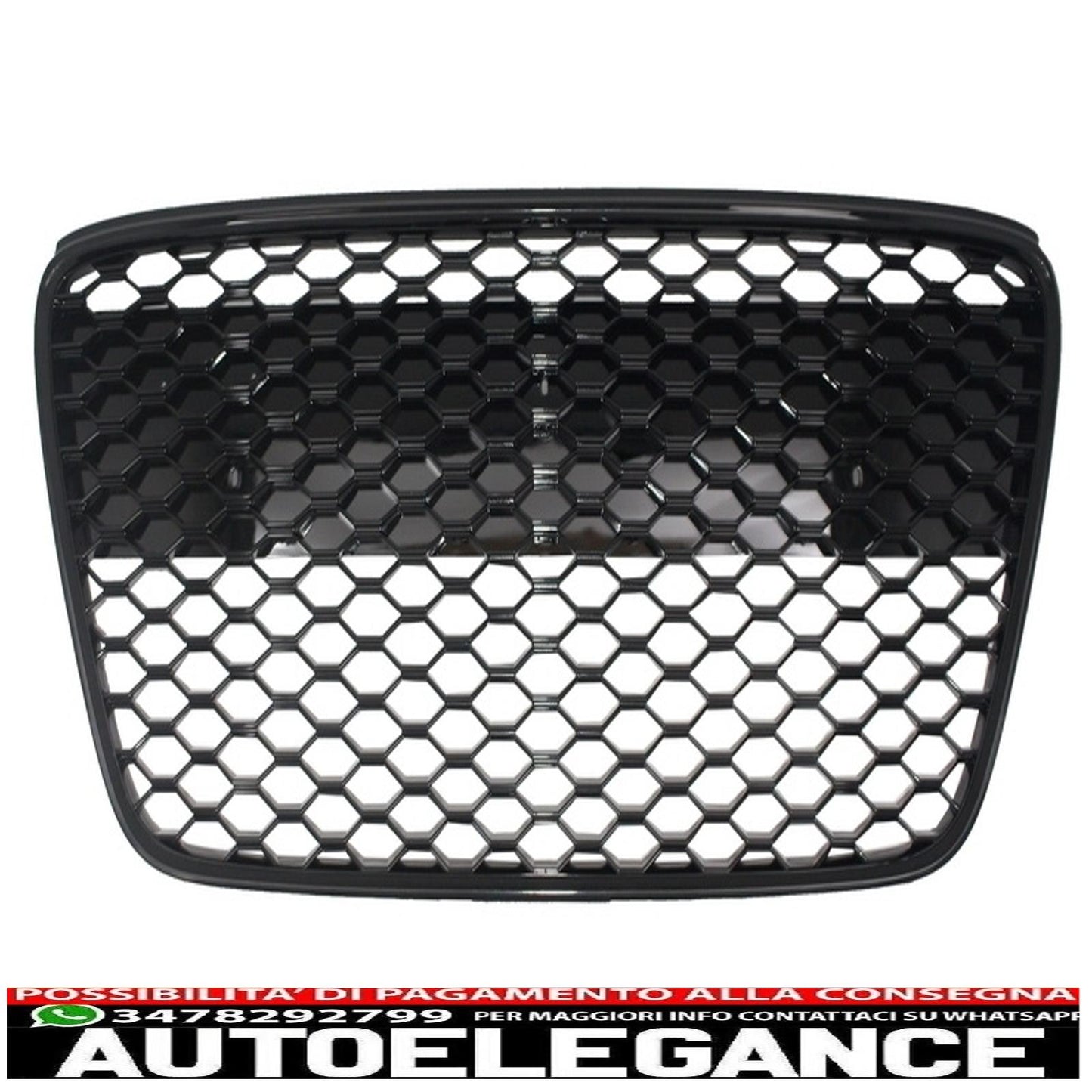 griglia anteriore adatta per audi r8 (2007-2012) a nido d'ape nero pianoforte