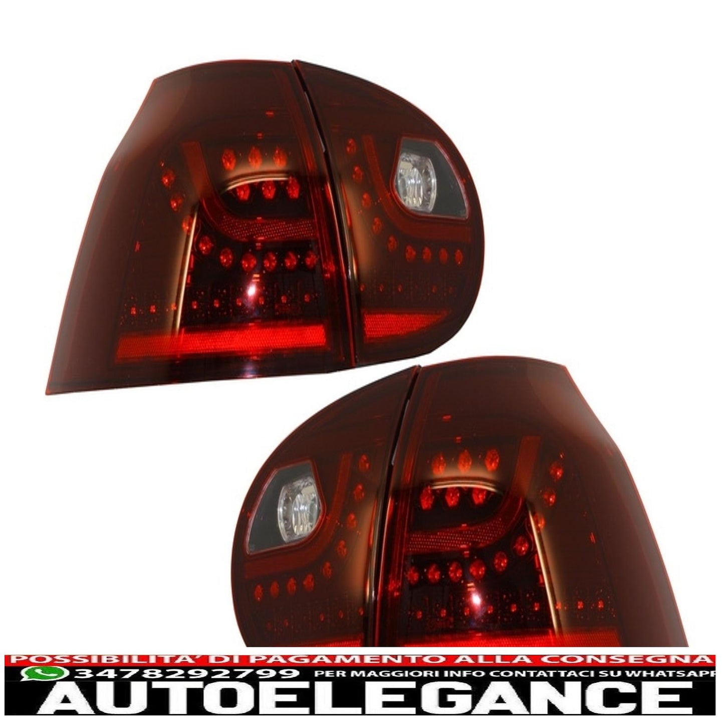 led rear lights suitable for vw golf v 5 (2004-2009) left hand drive (lhd) cherry red urban style