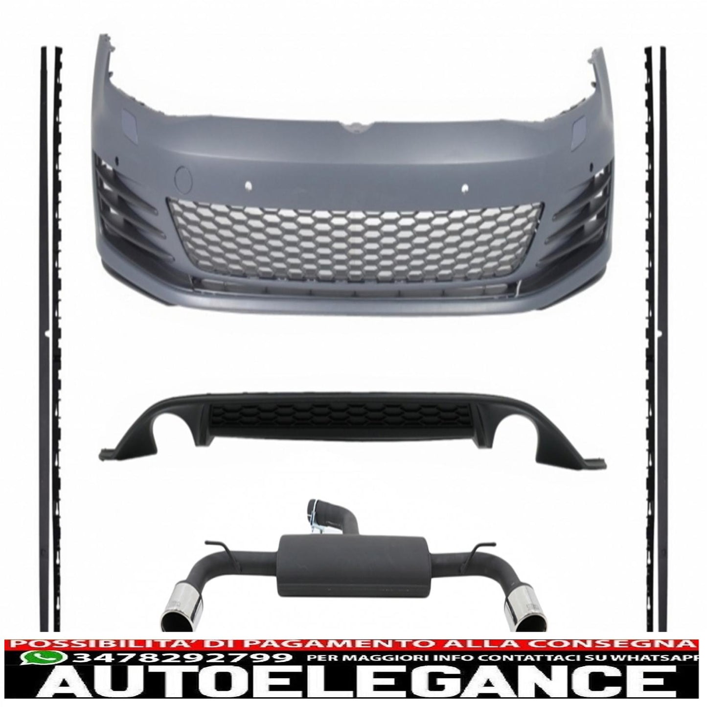 body kit suitable for vw golf vii 7 (2013-2016) gti design with full exhaust system 