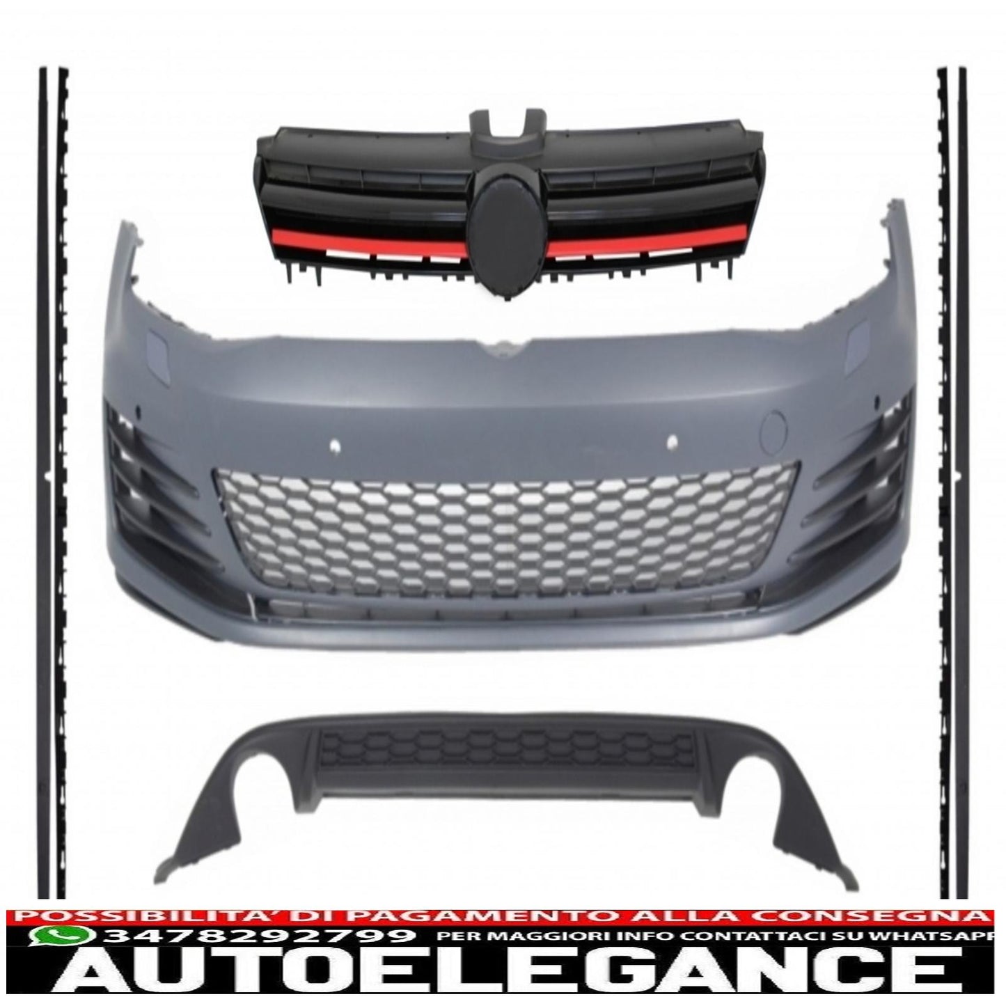 kit carrozzeria completo adatto per vw golf 7 vii (2013-2016) design gti con griglia anteriore