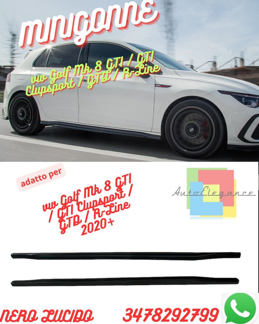 Minigonne Laterali vw Golf Mk 8 GTI / GTI Clupsport / GTD / R-Line 2020+ Versione 2