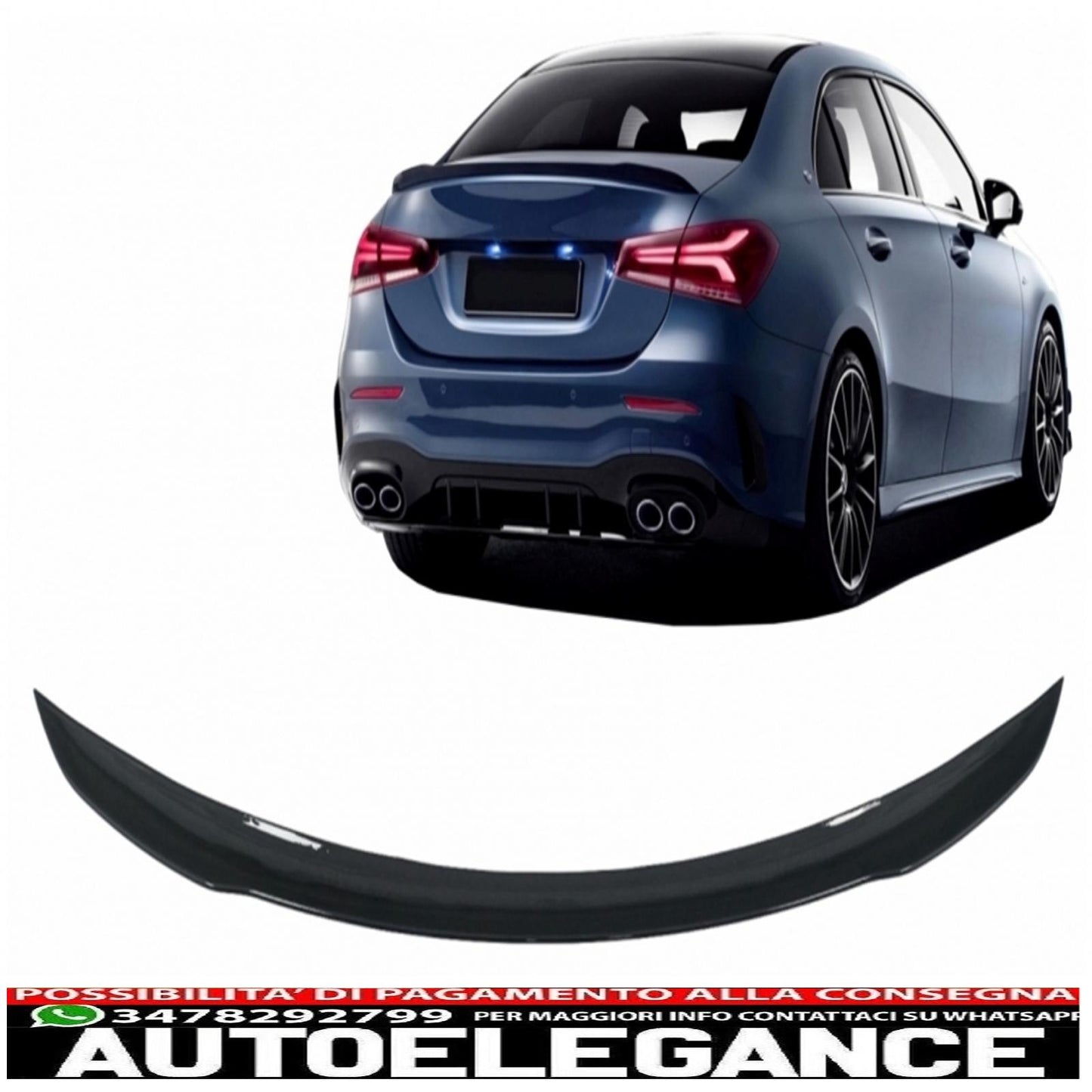 Trunk Spoiler Suitable for Mercedes A-Class Sedan V177 (2018-up) A45 Piano Black Design 