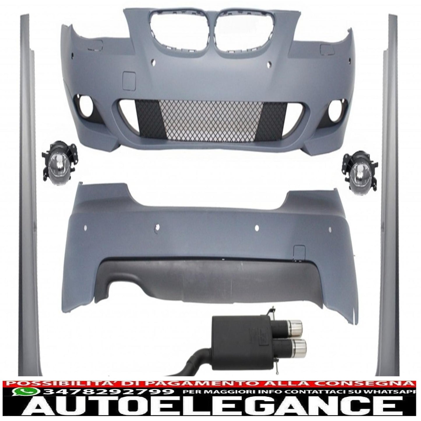 body kit with exhaust system double sports tailpipes suitable for bmw e60 5 series (2003-2007) m-technik design pdc 24mm 