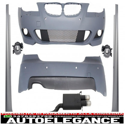 body kit with exhaust system double sports tailpipes suitable for bmw e60 5 series (2003-2007) m-technik design pdc 24mm 