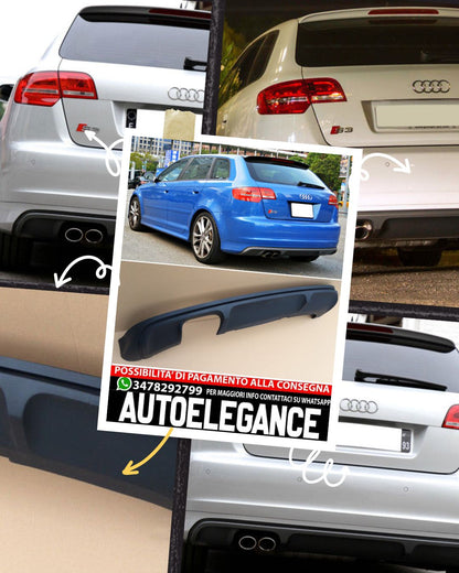 DIFFUSORE POSTERIORE ADATTO PER  AUDI A3 8P 5 PORTE SPORTBACK S3 STILE 2005-2008